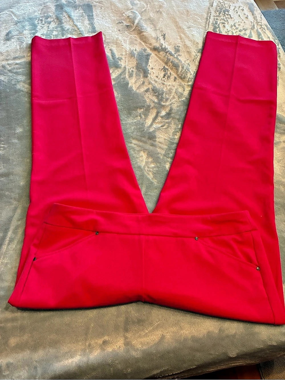 Roz & Ali Solid Millennium Tummy Panel Pull-On Ankle Pants Pink 10 - Picture 4 of 5